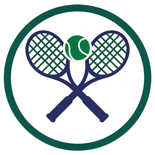 Logo situs berita dengan prediksi tentang turnamen tenis Wimbledon 2025.